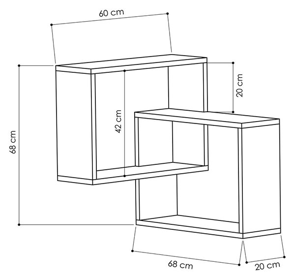 Γωνιακή Ραφιέρα Τοίχου 2 Θέσεων (68x60x68) A-G Ring 776HMS1720 Sonoma Oak