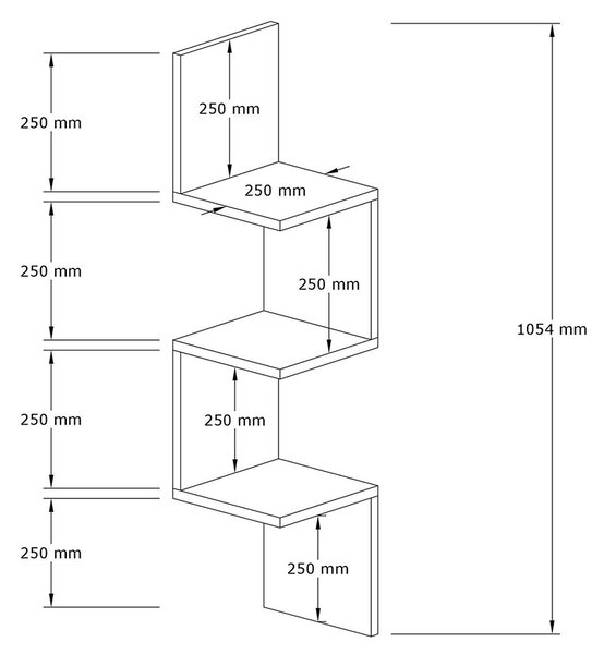 Γωνιακή Βιβλιοθήκη Τοίχου 3 Θέσεων (25x25x105.4) A-G Zikzak 835PUQ1634 Walnut