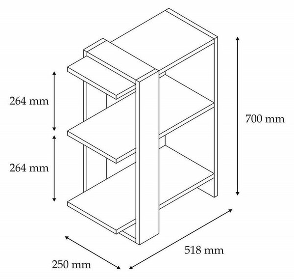 Βιβλιοθήκη Δαπέδου 2 Θέσεων (51.8x25x70) A-G Ova 835PUQ3643 Oak/Anthracite