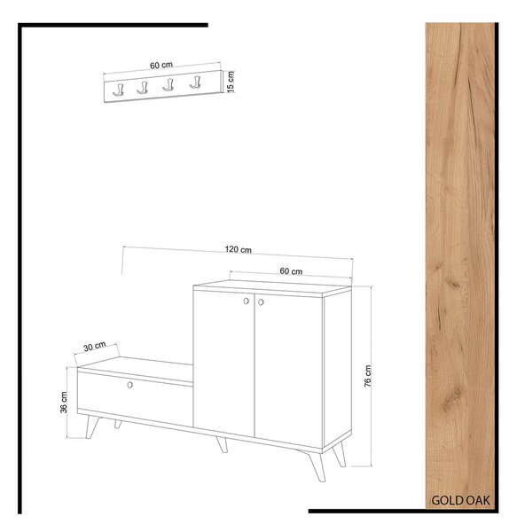 Έπιπλο Εισόδου & Κρεμάστρα (Σετ) A-G Fijel 811MDD4131 Oak/White