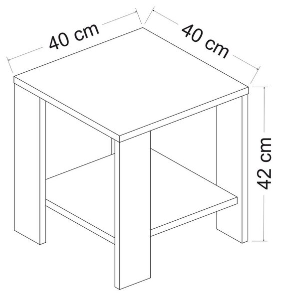 Βοηθητικό Τραπεζάκι (40x40x42) A-G Midi Yan 362ANT1108 Walnut