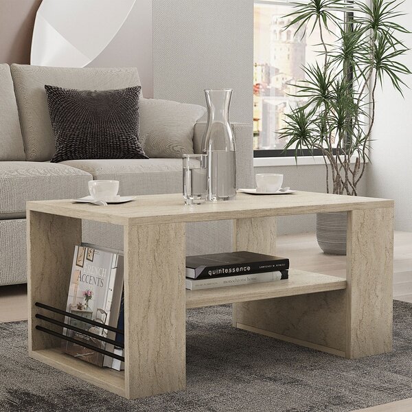 Τραπέζι Σαλονιού Με 3 Ράφια (80x50x40) A-G Iris 495SSE2113 Marble