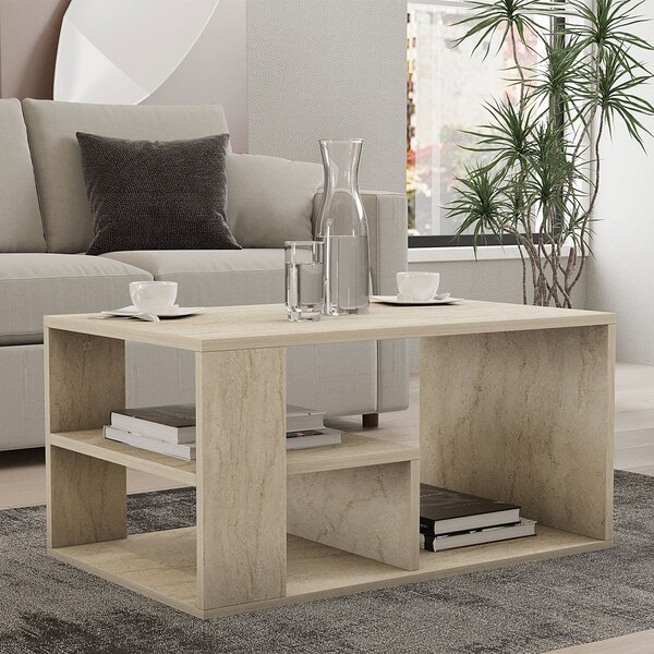 Τραπέζι Σαλονιού Με 3 Ράφια (80x50x40) A-G Eros 495SSE2111 Travertine