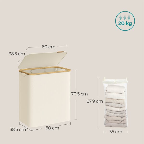 Καλάθι Απλύτων 3 Θέσεων (60x38.5x70.5) Songmics LCB515W01V1