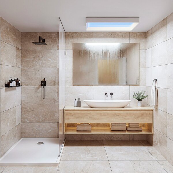 Philips Φωτιστικό οροφής LED SKYLIGHT, 65 x 45 εκ., λευκό, CCT IP44, ρυθμιζόμενος, Λευκό, Σαλόνι / τραπεζαρία, Πλαστικό, σύγχρονο