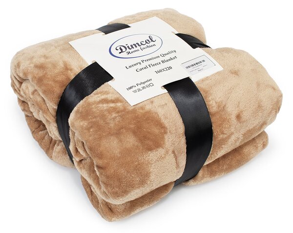 Κουβέρτα Fleece Υπέρδιπλη (220x240) Dimcol Solid 02 Beige
