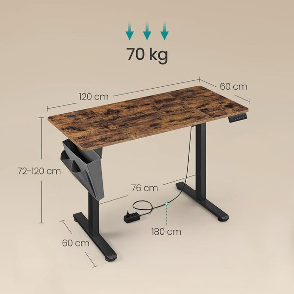 Ηλεκτρικό Γραφείο (120x60x72/120) Με Ρυθμιζόμενο Ύψος Songmics LSD132KD02