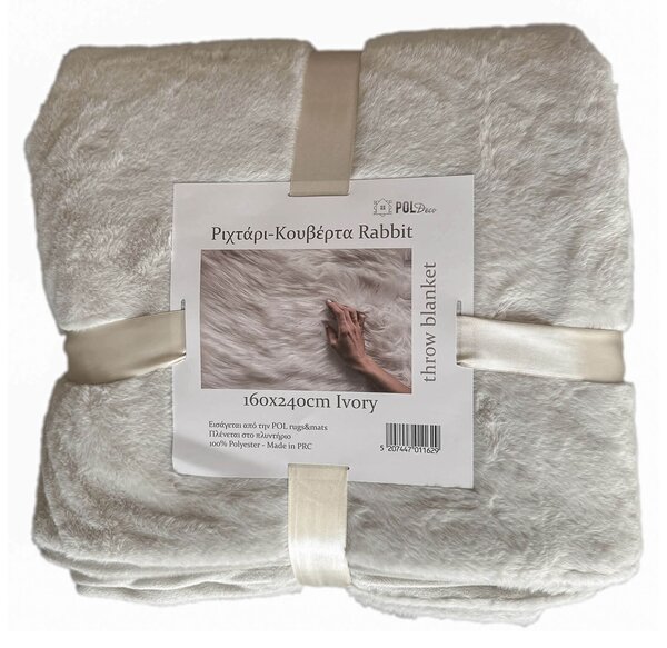 Ριχτάρι Καναπέ Διθέσιου Γούνινο (160x240) Pol Rugs & Mats Rabbit Ivory