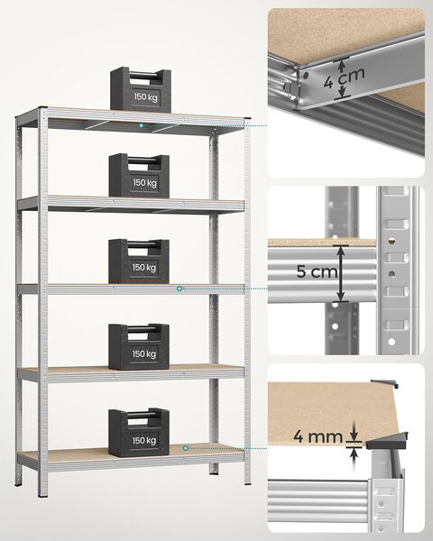 Μεταλλική Ραφιέρα Δαπέδου 5 Θέσεων (120x60x200) Songmics GLR060E01