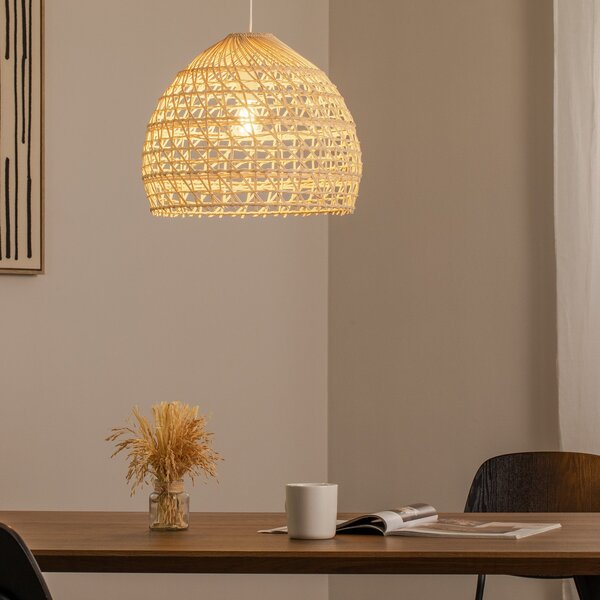 Nowodvorski Lighting Κρεμαστό φωτιστικό BOHO, Ø 43 cm, φυσικό καφέ, ρατάν, E27, ρυθμιζόμενος, Ξύλου, Σαλόνι / τραπεζαρία, Ξύλο