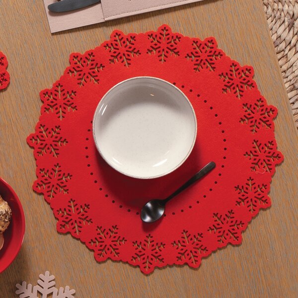 Χριστουγεννιάτικα Σουπλά (Σετ 2τμχ) Nef-Nef Homeware Snow Felt Red