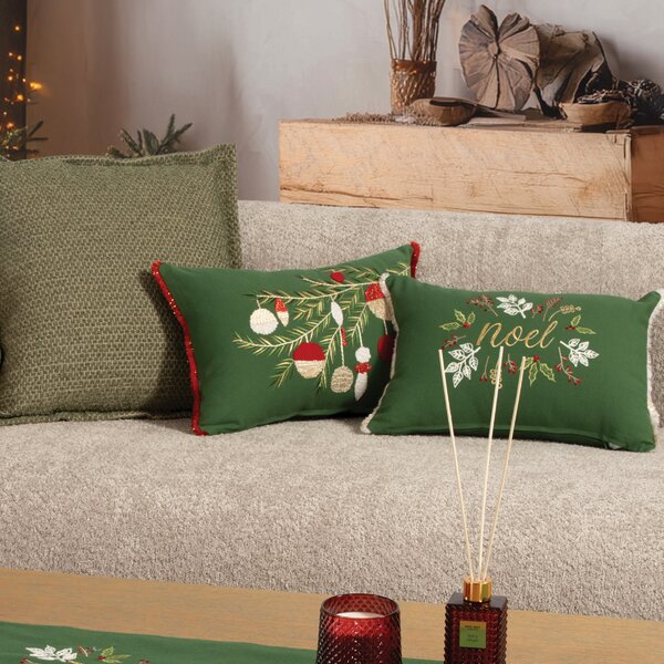 Χριστουγεννιάτικο Μαξιλάρι (30x45) Nef-Nef Homeware Noel Verde Green/White