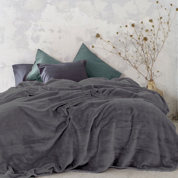 Κουβέρτα Βελουτέ Μονή (160x220) Nima Bed Linen Coperta D.Grey