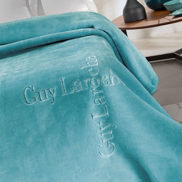 Κουβέρτα Βελουτέ Υπέρδιπλη (220x240) Guy Laroche Logo Petrol