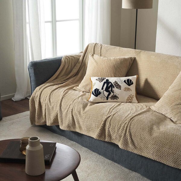 Ριχτάρι Πολυθρόνας Fleece (180x180) Gofis Home Cinnabar Sesame Beige 115/06