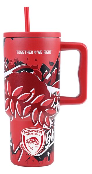 Κούπα Θερμός Με Λαβή & Καλαμάκι 900ml Estia Olympiacos Together We Fight 01-35976