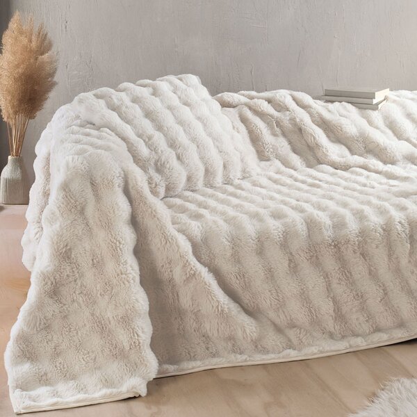 Γούνινη Κουβέρτα Καναπέ (130x180) Rythmos Rabbit Beige