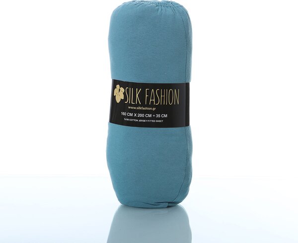 Σεντόνι Μονό Με Λάστιχο (100x200+35) Silk Fashion Jersey Petrol