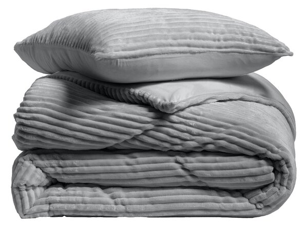 Παπλωματοθήκη Fleece Υπέρδιπλη (240x220) + Διακοσμητικές Μαξιλαροθήκες L-C Veloutea Anthracite 1645196
