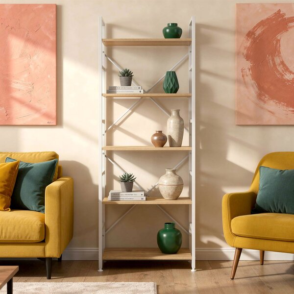 Ραφιέρα Δαπέδου 5 Θέσεων (60x35x159) Spitishop Muse Natural/White