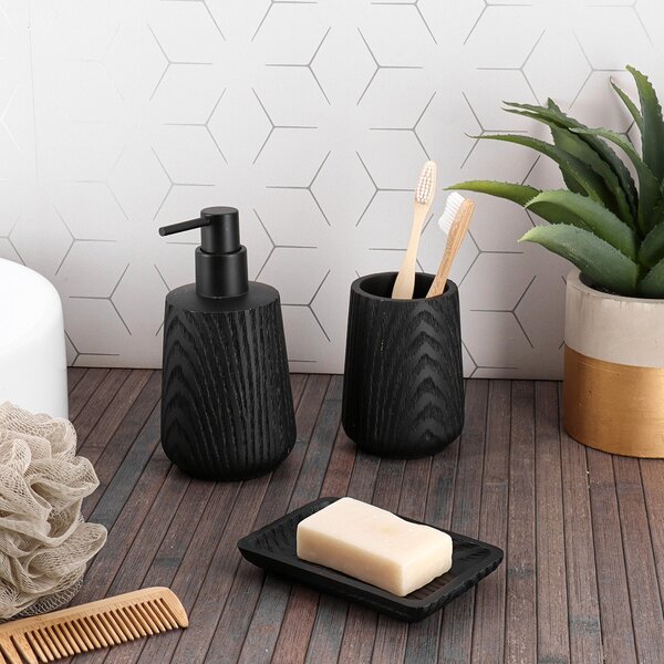 Dispenser Μπάνιου 350ml (9x7.5x18) T-D Wood Effect Black 62203103