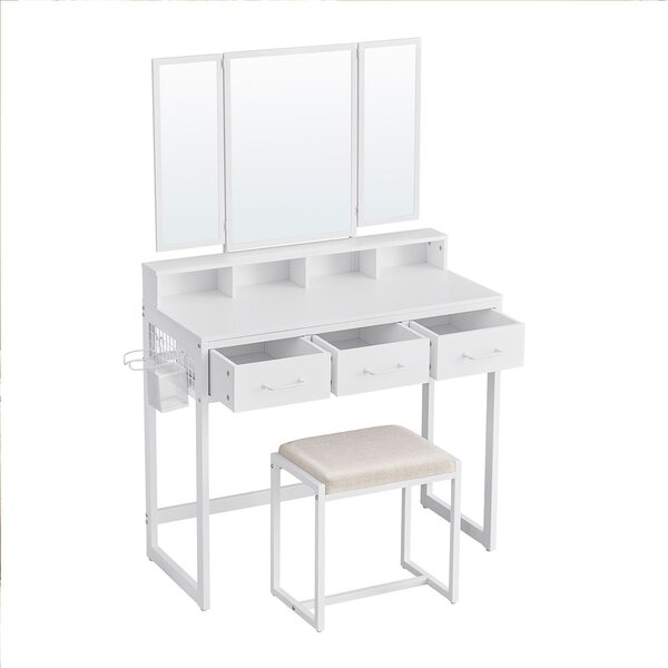 Μπουντουάρ Με Καθρέφτη & Σκαμπό (90x40x141) Vasagle RVT004W14V1