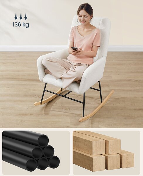 Κουνιστή Πολυθρόνα Μπουκλέ (89.5x67.5x106) Songmics LYY500WD01