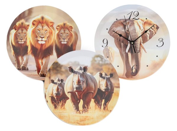 Ρολόι Τοίχου Με Πίνακες (3τμχ) K-M Animals DD1000510