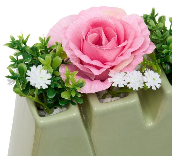 Τεχνητό Λουλούδι Σε Γλάστρα 26εκ. A-S Rose Flower 214015 Green