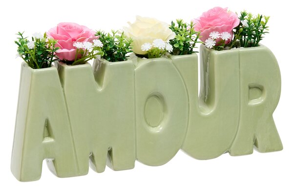 Τεχνητό Λουλούδι Σε Γλάστρα 26εκ. A-S Rose Flower 214015 Green