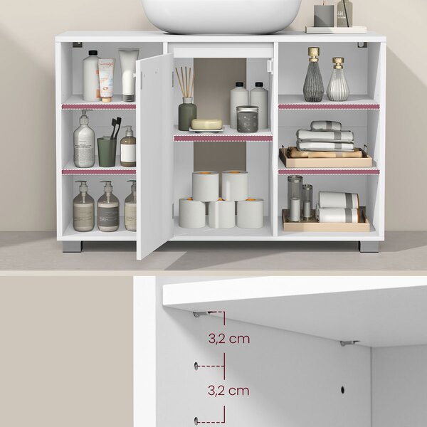 Ντουλάπι Νιπτήρα Μπάνιου Με Ράφι (90x30x60) Vasagle BBK507W01