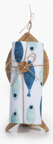 Ποτηρόπανο + Διακοσμητικό (Σετ 2τμχ) Nef-Nef Homeware Blue Sardines