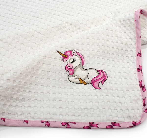 Κουβέρτα Πικέ Κούνιας (100x160) Dimcol Unicorn 188 White-Pink