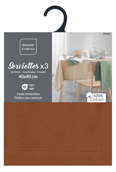 Πετσέτες Φαγητού (Σετ 3τμχ) L-C Charline Mocha 1731399