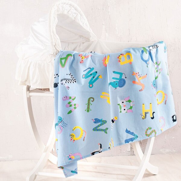 Σεντόνι Λίκνου Επίπεδο (80x110) Rythmos Baby Letterland Blue