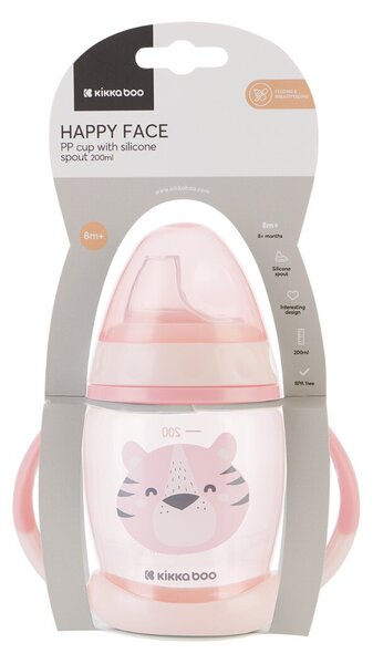 Ποτήρι Εκπαιδευτικό 200ml Kikka Boo Happy Face Pink