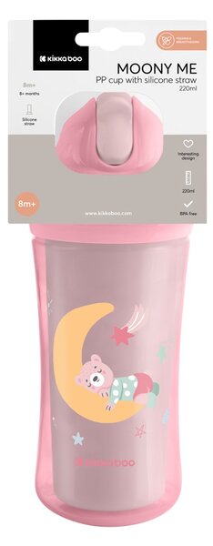 Παγούρι 220ml Με Καλαμάκι Kikka Boo Moony Me Pink