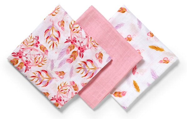 Μουσελίνες/Πάνες Αγκαλιάς (Σετ 3τμχ) BabyOno Pink BN397/07
