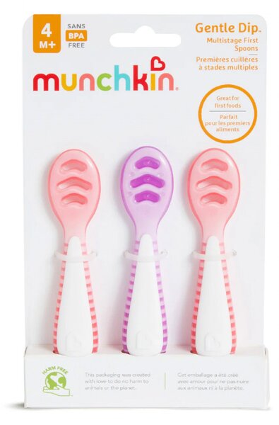 Κουτάλια Φαγητού (Σετ 3τμχ) Munchkin Gentle Dip Pink-Purple