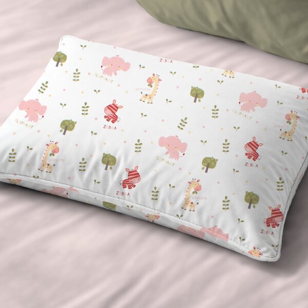 Βρεφική Μαξιλαροθήκη (35x45) Dimcol Happy Safari 712 White - Pink