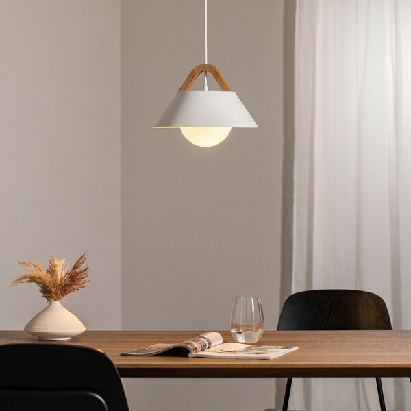 Luminex Κρεμαστό φωτιστικό Funda, λευκό, Ø 30 cm, 1 λάμπα, μέταλλο/γυαλί, ρυθμιζόμενος, Λευκό, Σαλόνι / τραπεζαρία, Μέταλλο, σύγχρονο