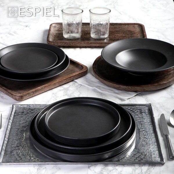 Πιάτο Φαγητού Ρηχό (Φ26) Espiel Terra Matte Black TLM101K6