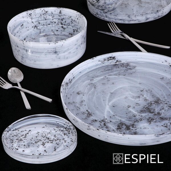 Πιάτο Γλυκού Οβάλ (15x12.5x2) Espiel Atlas Alabaster White/Black HOR1611K6
