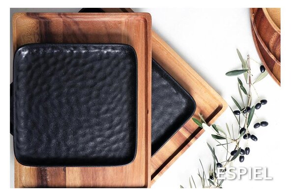Πιάτο Φαγητού Ρηχό (26x26x2.3) Espiel Lava Square Black NOL115K4