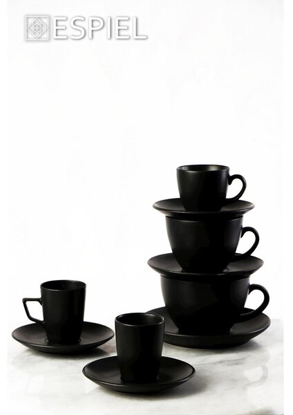 Φλυτζάνι Καφέ 310ml + Πιατάκι Espiel Morgan Black OW2051K6